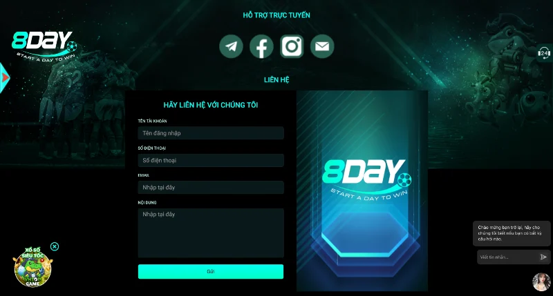 Chi tiết các phương thức liên hệ 8Day
