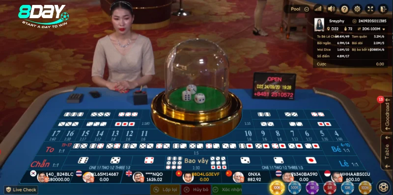 Cược tài và xỉu trong Sicbo 8Day