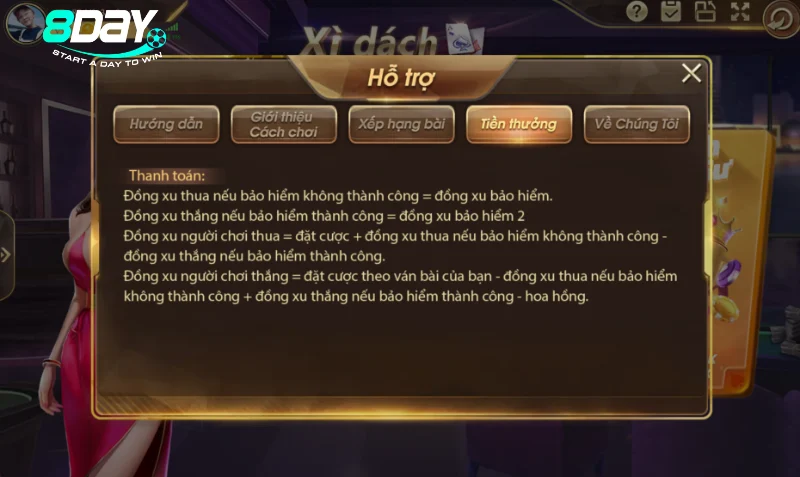 Kinh nghiệm chơi Blackjack 8Day cho tân thủ 