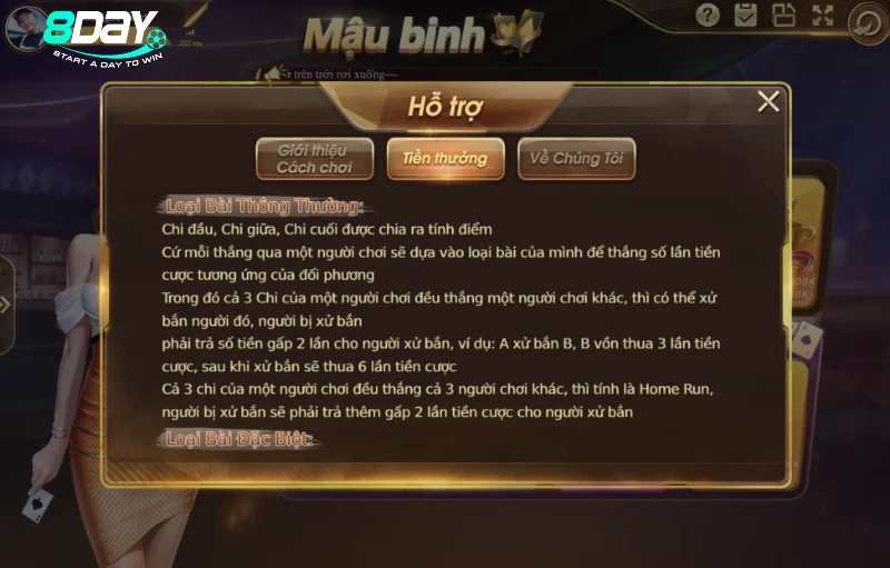 Luật trong trường hợp thắng trắng trong mậu binh 8day